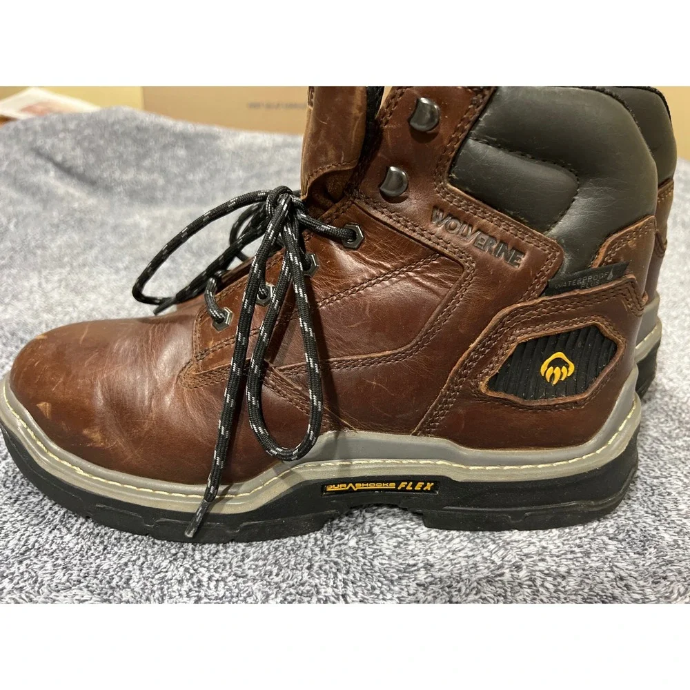 Wolverine Durashocks Flex Mens 10.5 EW Brown Leather Waterproof Work Boots 400g